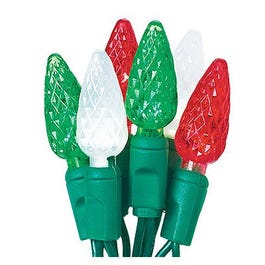 Christmas LED Light Set, C6, Commercial-Grade, Red, Green & White Frost, 50-Ct.