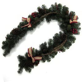 Branch Garland with Burlap Bow Accents, 6-Ft.