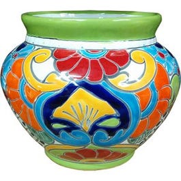 Ceramic Planter, Trenza, Double-Fired, Hand-Painted, 8.5-In.