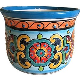 Ceramic Planter, Italian, Double-Fired, Hand-Painted, 5.5 x 5-In.