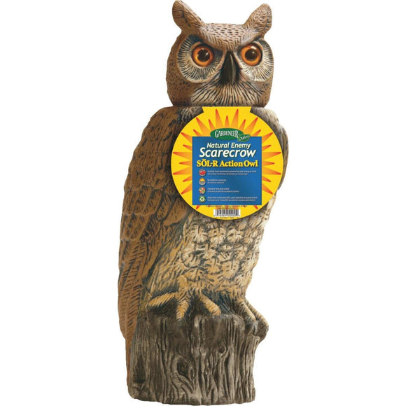 Gardeneer Natural Enemy Scarecrow 18 In. Solar Owl Pest Deterrent Decoy